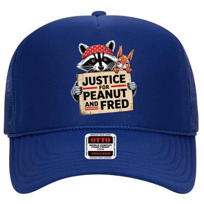 Justice For Peanut The Squirrel And Fred The Raccon High Crown Mesh Back Trucker Hat