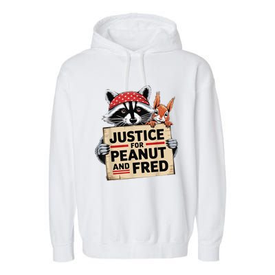 Justice For Peanut The Squirrel And Fred The Raccon Garment-Dyed Fleece Hoodie