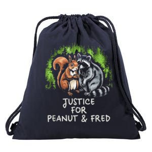 Justice For Peanut The Squirrel And Fred The Raccoon Drawstring Bag