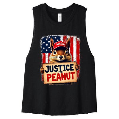 Justice For Peanut The Squirrel Peanut Squirrel Maga Women's Racerback Cropped Tank