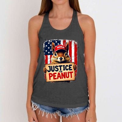 Justice For Peanut The Squirrel Peanut Squirrel Maga Women's Knotted Racerback Tank