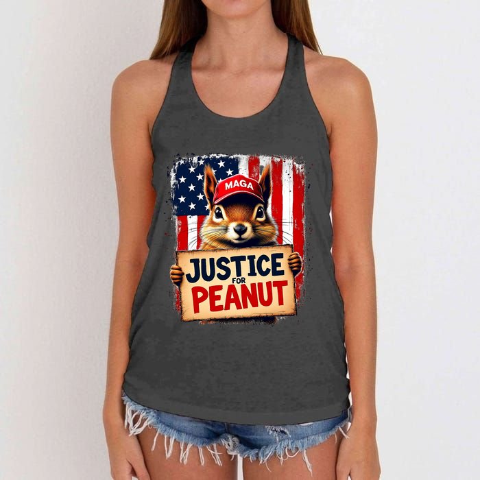 Justice For Peanut The Squirrel Peanut Squirrel Maga Women's Knotted Racerback Tank