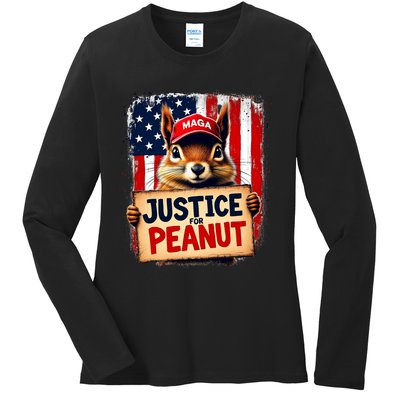 Justice For Peanut The Squirrel Peanut Squirrel Maga Ladies Long Sleeve Shirt