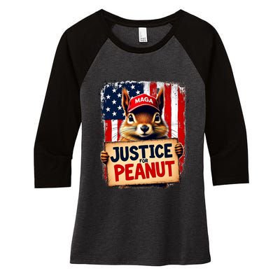 Justice For Peanut The Squirrel Peanut Squirrel Maga Women's Tri-Blend 3/4-Sleeve Raglan Shirt