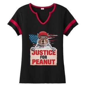 Justice For Peanut The Squirrel Peanut Squirrel Lovers America Flag Design Ladies Halftime Notch Neck Tee