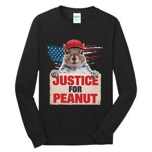 Justice For Peanut The Squirrel Peanut Squirrel Lovers America Flag Design Tall Long Sleeve T-Shirt