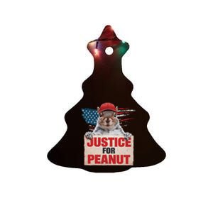 Justice For Peanut The Squirrel Peanut Squirrel Lovers America Flag Design Ceramic Tree Ornament