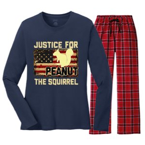 Justice For Peanut The Squirrel Peanut Squirrel Women's Long Sleeve Flannel Pajama Set 