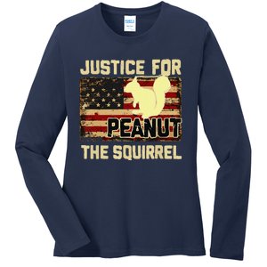 Justice For Peanut The Squirrel Peanut Squirrel Ladies Long Sleeve Shirt