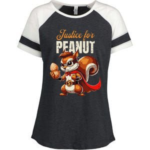 Justice For Peanut Superhero Squirrel Funny Humor Enza Ladies Jersey Colorblock Tee