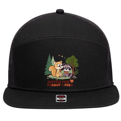 Justice For Peanut The Squirrel And Fred The Raccon 7 Panel Mesh Trucker Snapback Hat