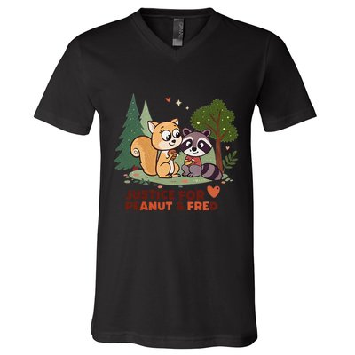 Justice For Peanut The Squirrel And Fred The Raccon V-Neck T-Shirt