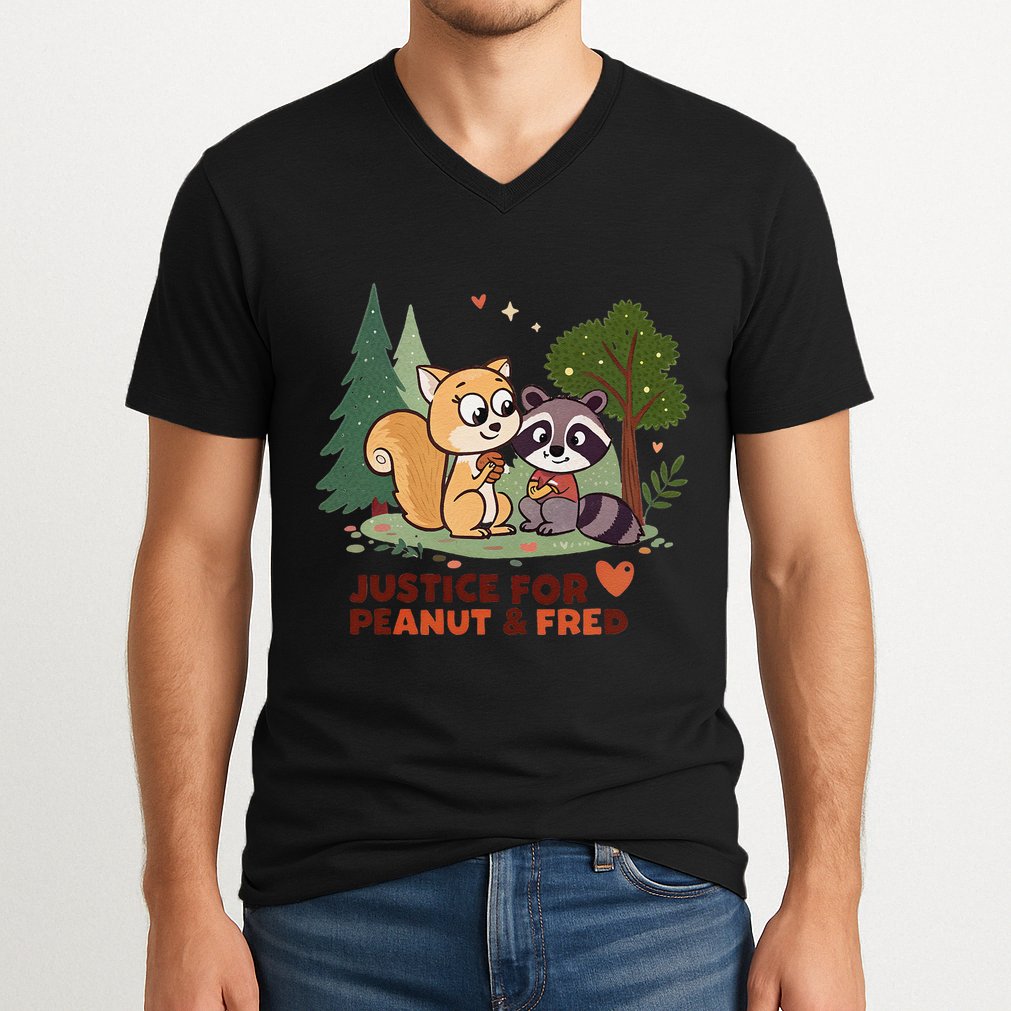 Justice For Peanut The Squirrel And Fred The Raccon V-Neck T-Shirt