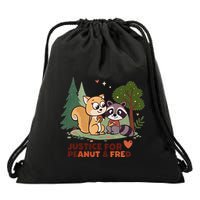 Justice For Peanut The Squirrel And Fred The Raccon Drawstring Bag
