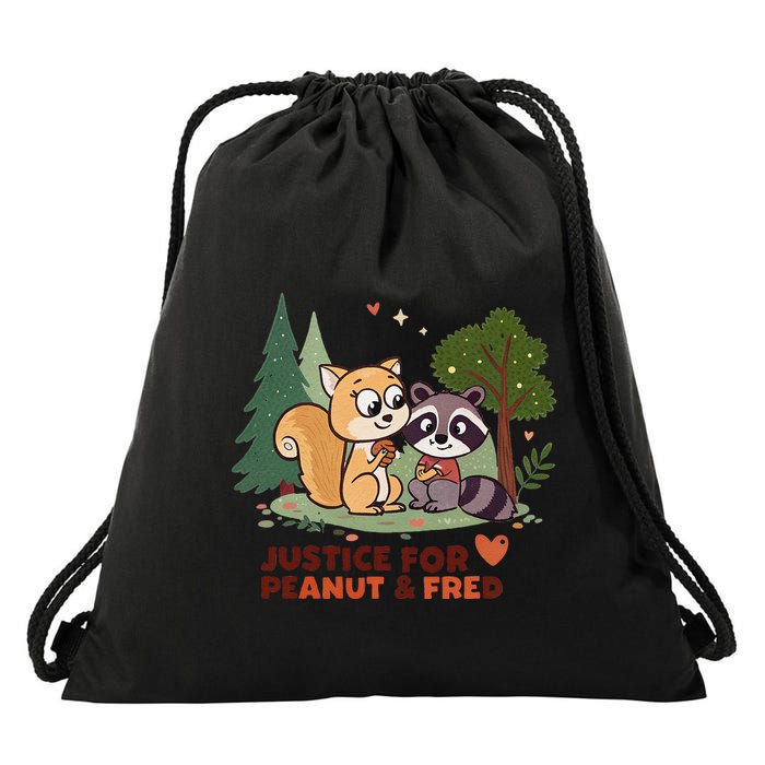 Justice For Peanut The Squirrel And Fred The Raccon Drawstring Bag