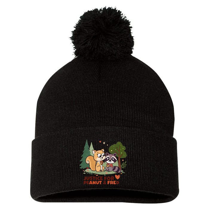 Justice For Peanut The Squirrel And Fred The Raccon Pom Pom 12in Knit Beanie