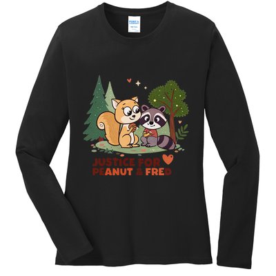 Justice For Peanut The Squirrel And Fred The Raccon Ladies Long Sleeve Shirt