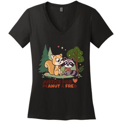 Justice For Peanut The Squirrel And Fred The Raccon Women's V-Neck T-Shirt