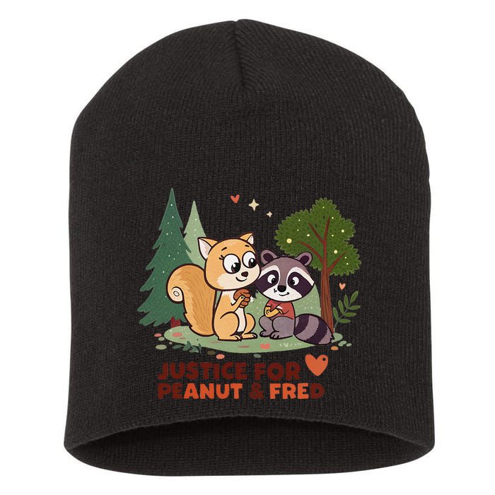 Justice For Peanut The Squirrel And Fred The Raccon Short Acrylic Beanie