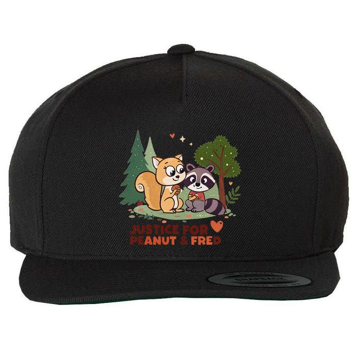 Justice For Peanut The Squirrel And Fred The Raccon Wool Snapback Cap