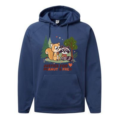 Justice For Peanut The Squirrel And Fred The Raccon Performance Fleece Hoodie