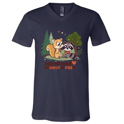 Justice For Peanut The Squirrel And Fred The Raccon V-Neck T-Shirt