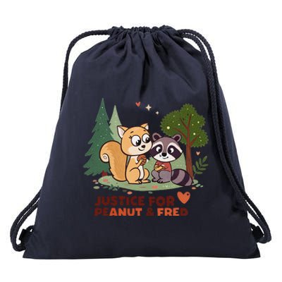 Justice For Peanut The Squirrel And Fred The Raccon Drawstring Bag