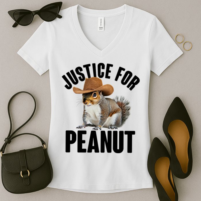 Justice For Peanut The Squirrel Women's V-Neck T-Shirt