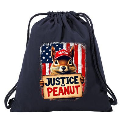 Justice For Peanut The Squirrel Peanut Squirrel Maga Drawstring Bag