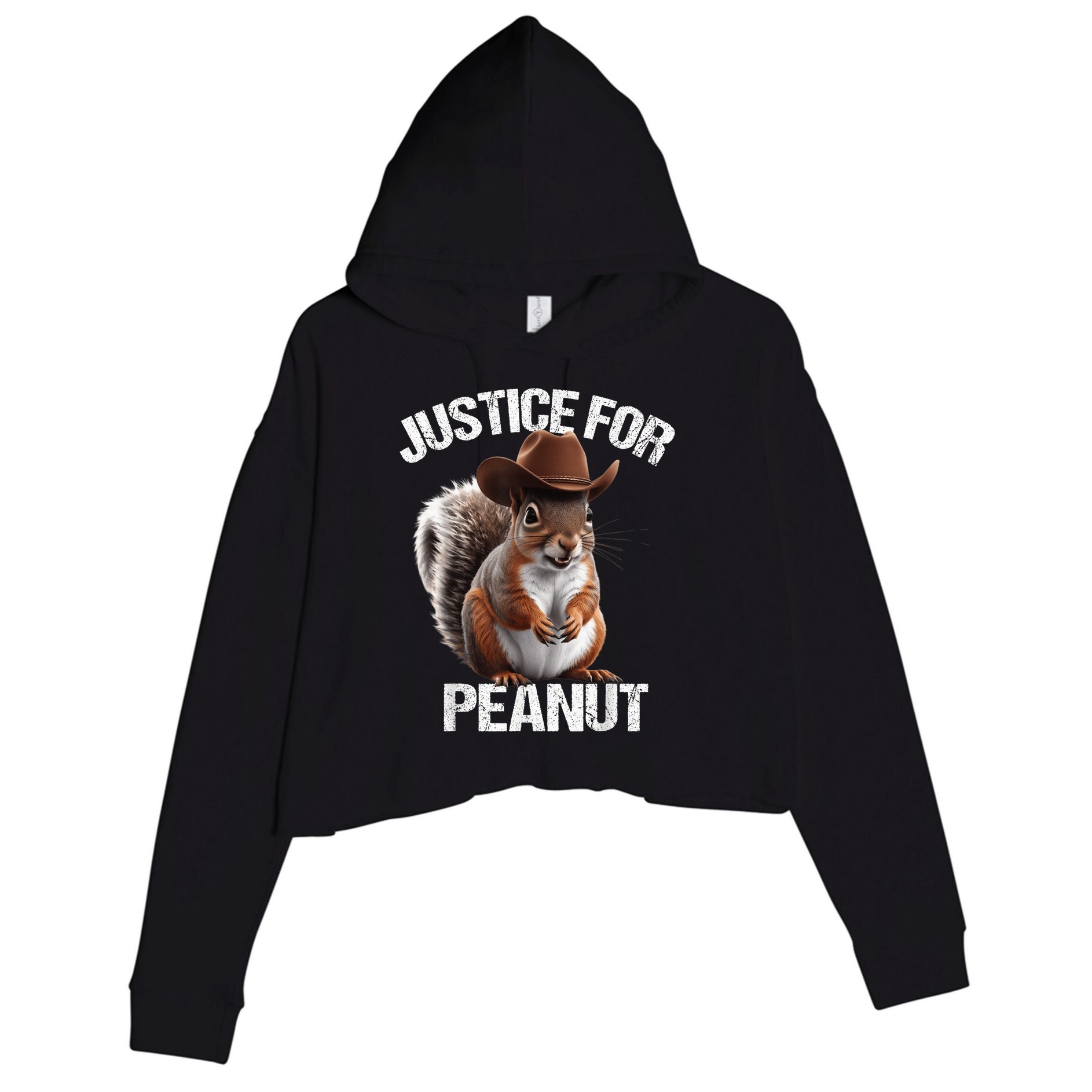 Justice For Peanut The Squirrel Cowboy Hat Peanut Squirrel Crop Fleece Hoodie