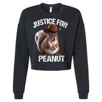 Justice For Peanut The Squirrel Cowboy Hat Peanut Squirrel Cropped Pullover Crew