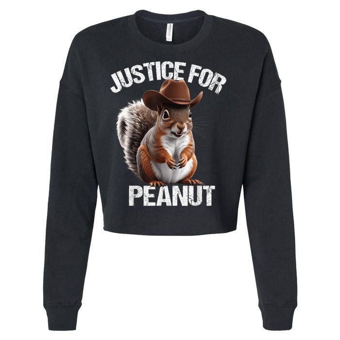 Justice For Peanut The Squirrel Cowboy Hat Peanut Squirrel Cropped Pullover Crew