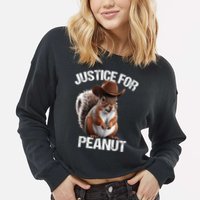 Justice For Peanut The Squirrel Cowboy Hat Peanut Squirrel Cropped Pullover Crew