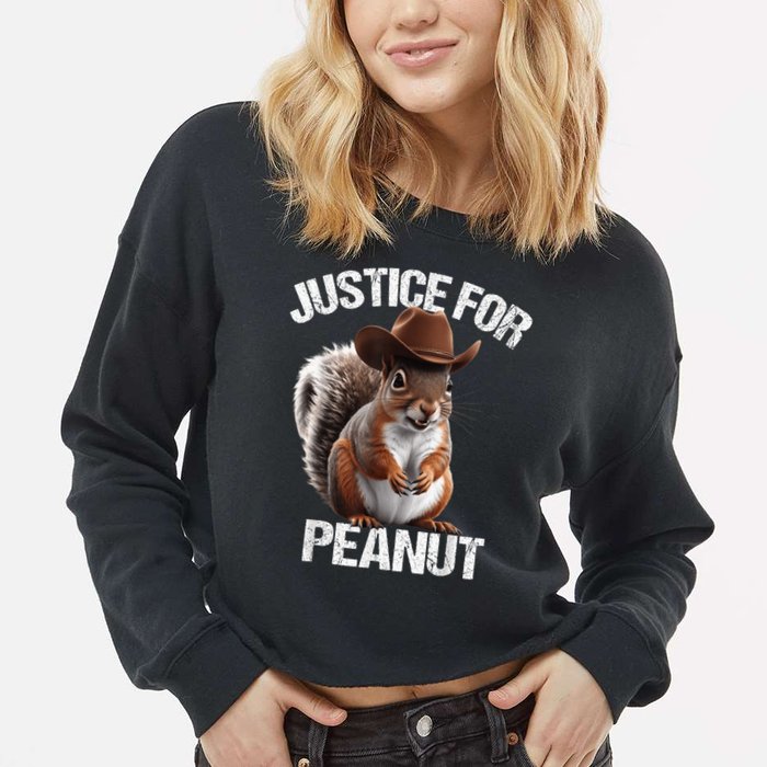 Justice For Peanut The Squirrel Cowboy Hat Peanut Squirrel Cropped Pullover Crew