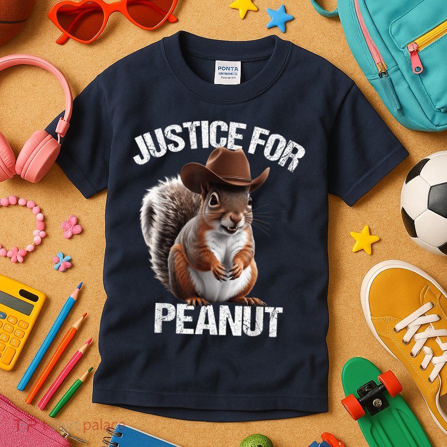 Justice For Peanut The Squirrel Cowboy Hat Peanut Squirrel Kids T-Shirt