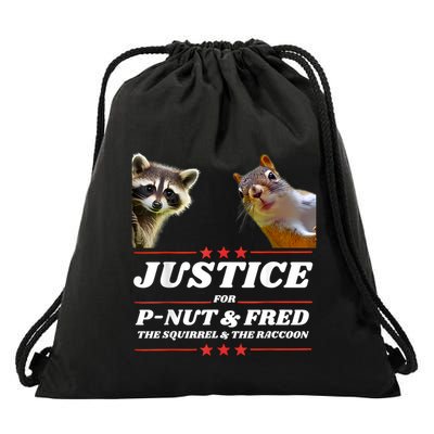 Justice For Pnut And Fred The Squirrel  Peanut Justice Drawstring Bag