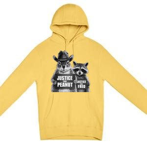 Justice For Peanut The Squirrel Cowboy Hat Premium Pullover Hoodie