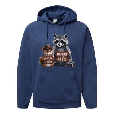 Justice For Peanut The Squirrel Supporter Performance Fleece Hoodie