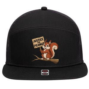 Justice For Peanut The Squirrel P’Nut Pnut Peanut 7 Panel Mesh Trucker Snapback Hat