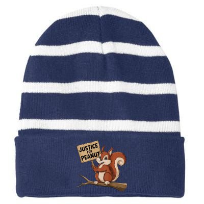 Justice For Peanut The Squirrel P’Nut Pnut Peanut Striped Beanie with Solid Band