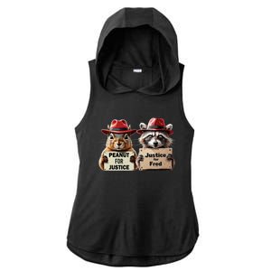 Justice For Peanut The Squirrel Justice For Fred The Raccoon Ladies PosiCharge Tri-Blend Wicking Draft Hoodie Tank