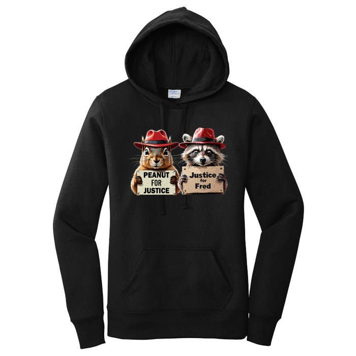 Justice For Peanut The Squirrel Justice For Fred The Raccoon Women's Pullover Hoodie