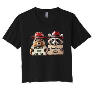 Justice For Peanut The Squirrel Justice For Fred The Raccoon Women's Crop Top Tee