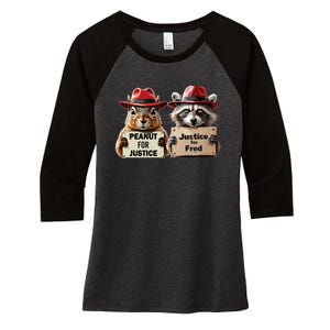 Justice For Peanut The Squirrel Justice For Fred The Raccoon Women's Tri-Blend 3/4-Sleeve Raglan Shirt