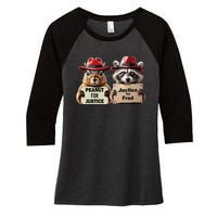 Justice For Peanut The Squirrel Justice For Fred The Raccoon Women's Tri-Blend 3/4-Sleeve Raglan Shirt