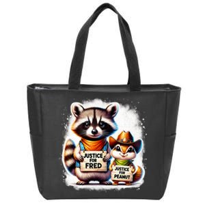 Justice For Peanut The Squirrel Justice For Fred The Raccoon Zip Tote Bag