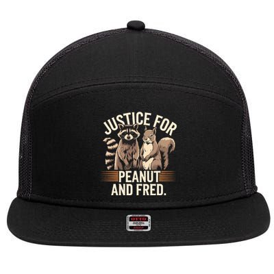 Justice For Peanut And Fred Peanut Squirrel Fred Raccoon 7 Panel Mesh Trucker Snapback Hat