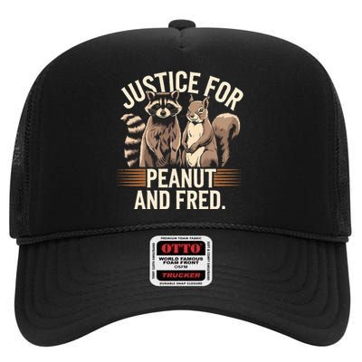 Justice For Peanut And Fred Peanut Squirrel Fred Raccoon High Crown Mesh Back Trucker Hat