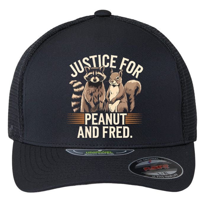 Justice For Peanut And Fred Peanut Squirrel Fred Raccoon Flexfit Unipanel Trucker Cap