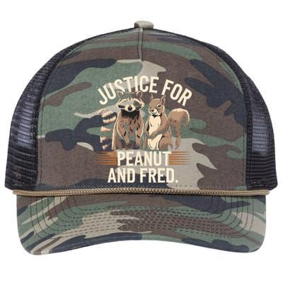 Justice For Peanut And Fred Peanut Squirrel Fred Raccoon Retro Rope Trucker Hat Cap